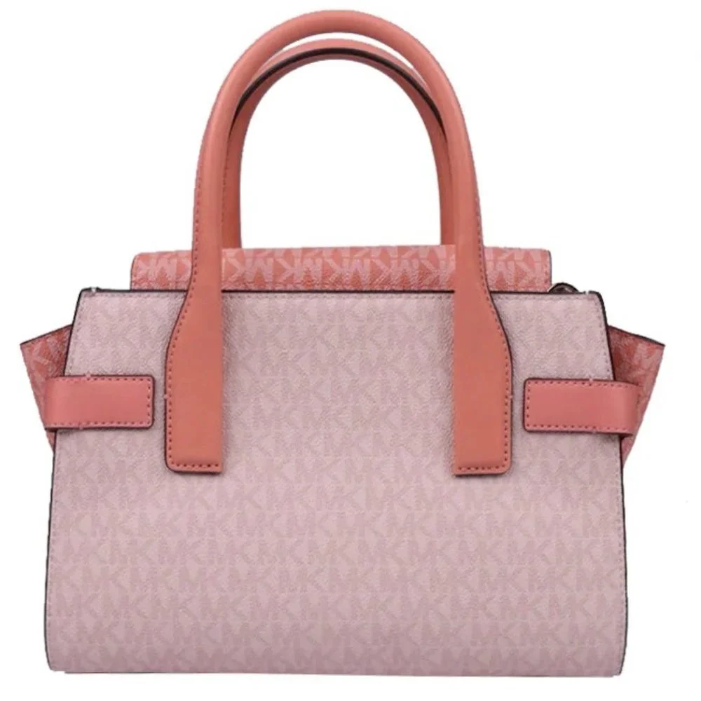 Michael Kors Carmen Medium Color-Block Logo Flap Satchel Sherbert